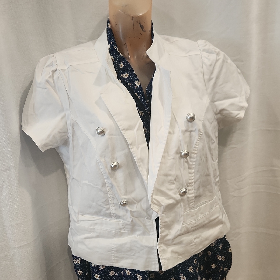 White Double-Breasted Short Sleeve Blazer Size 2x